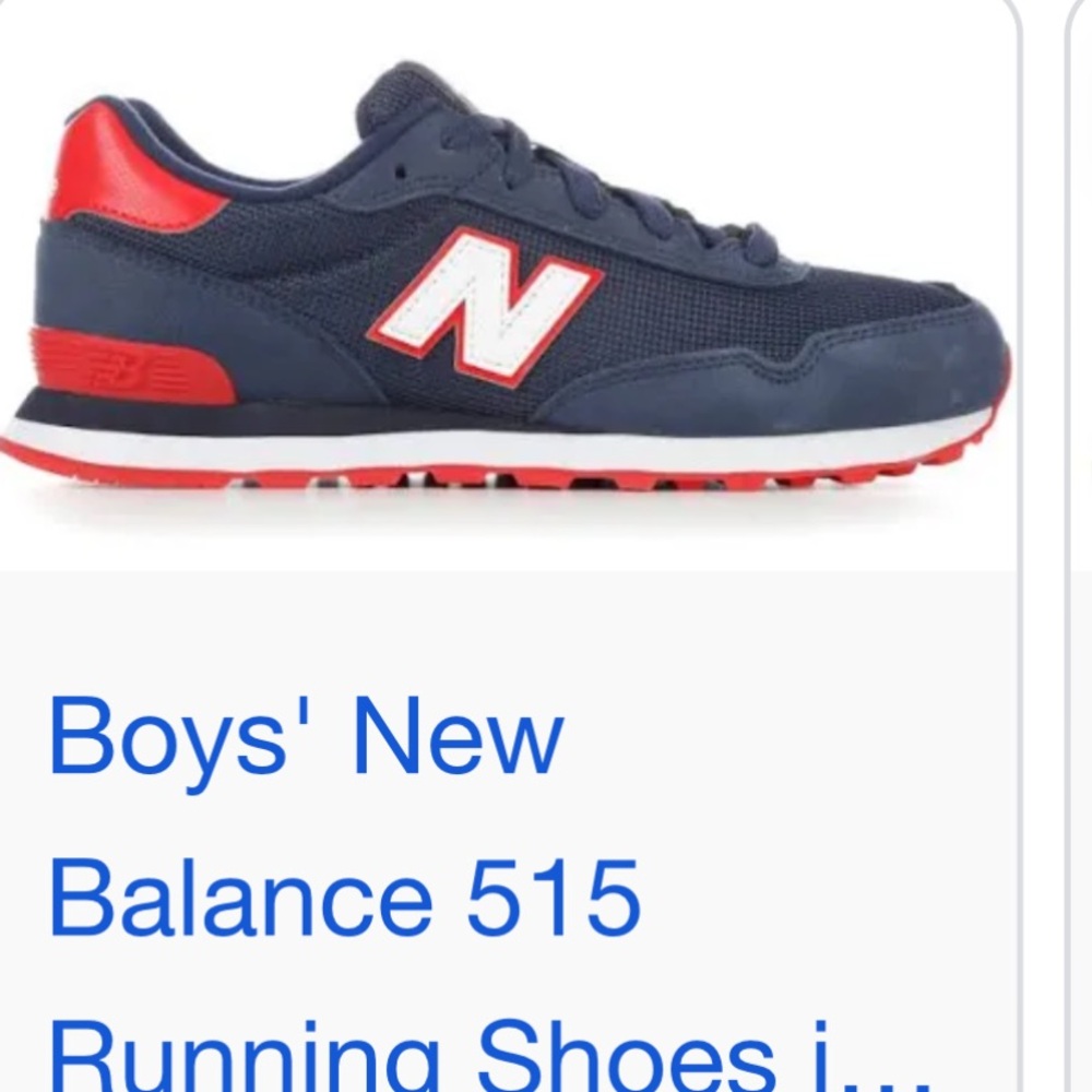 New Balance Kids' 515 Navy and Red Sneakers